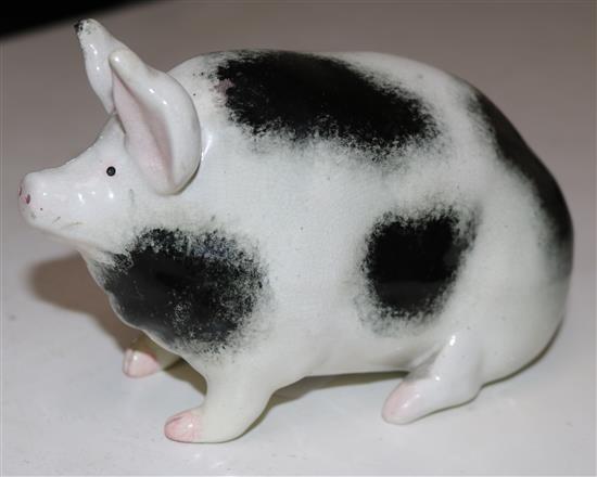 A Wemyss black and white ceramic pig